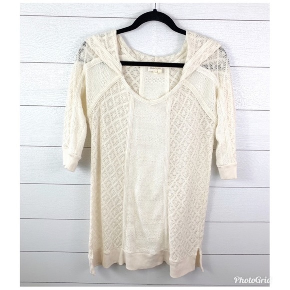 Anthropologie Tops - Anthropologie Meadow Rue Cream Lace Hooded Blouse